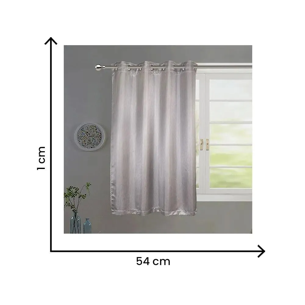 Lushomes Grey Satin Striped Blackout Window Curtain