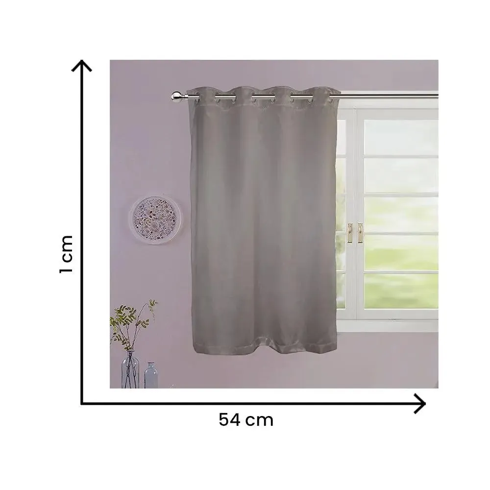 Lushomes Grey Satin Window Curtain with 8 Metal Eyelets