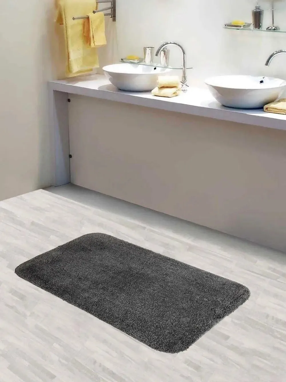 Lushomes Grey Thick and Fluffy 1800 GSM Bathmat