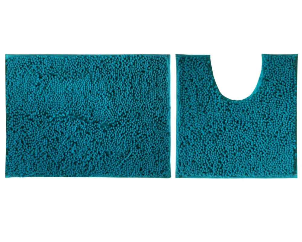 Lushomes High Pile Microfiber Bathroom Rug Set with Synthetic Backing