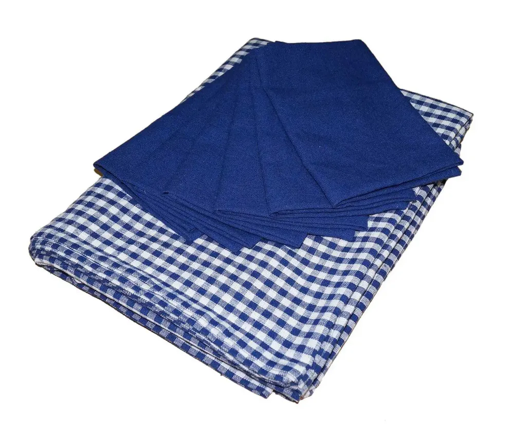Lushomes Indigo Blue Dining Table Covers with Table Napkins (Pack of 12)