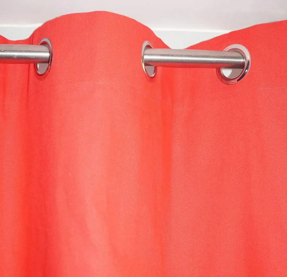 Lushomes Light Red Plain Cotton Curtains with 8 Eyelets for Long Door (Pack of 1)