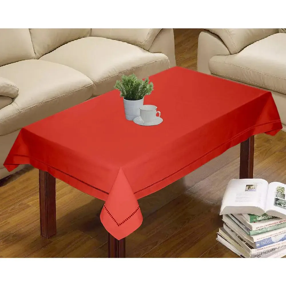 Lushomes Light Red Plain Dining Table Cloth (Pack of 1)