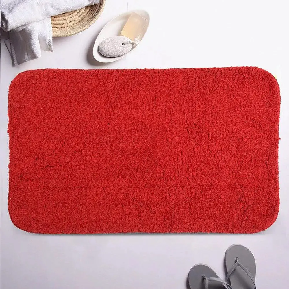 Lushomes Maroon Bathmat with High-Pile Microfiber (1800 GSM)
