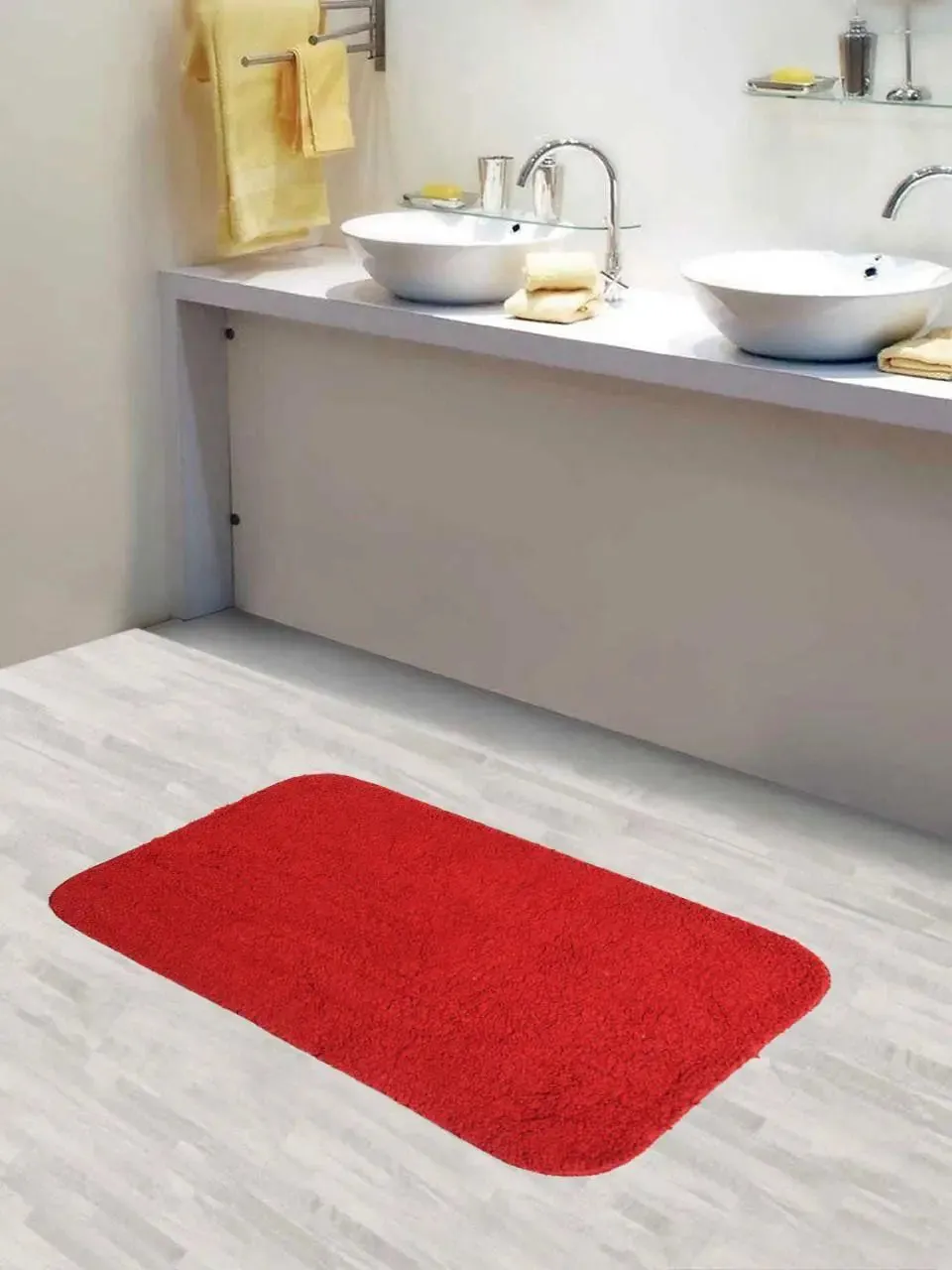 Lushomes Maroon Bathmat with High-Pile Microfiber (1800 GSM)