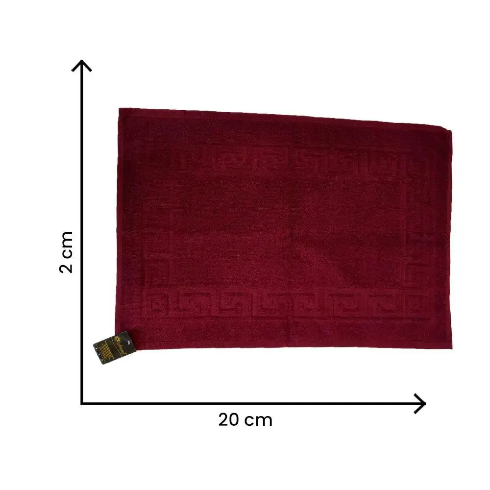 Lushomes Maroon Cotton Bathmat with Greek Border