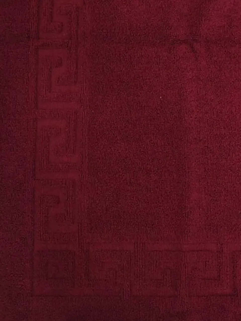 Lushomes Maroon Cotton Bathmat with Greek Border