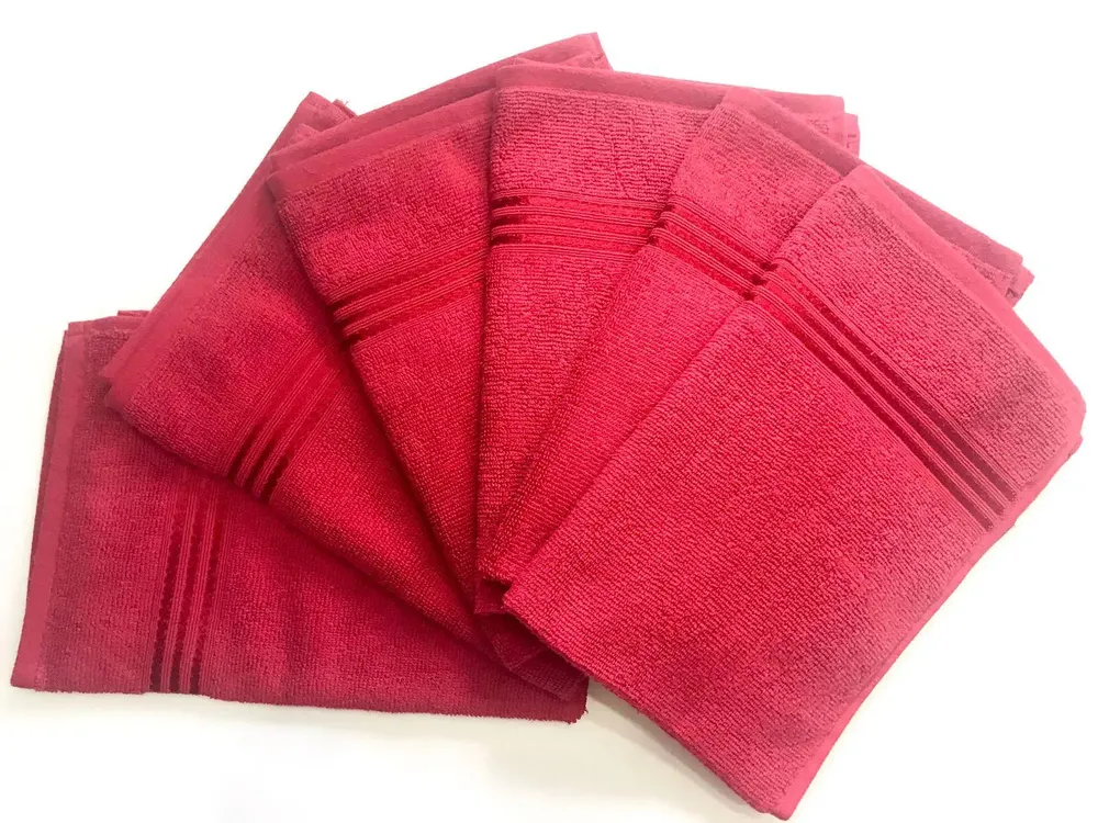 Lushomes Maroon Cotton Hand Towel Set (Pack of 6)