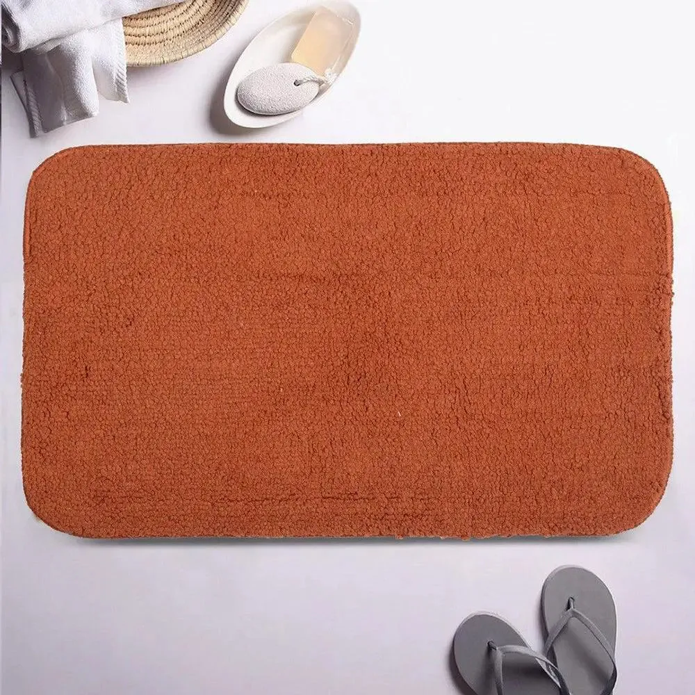 Lushomes Non-Slip Brown Bath Mat with High-Pile Microfiber