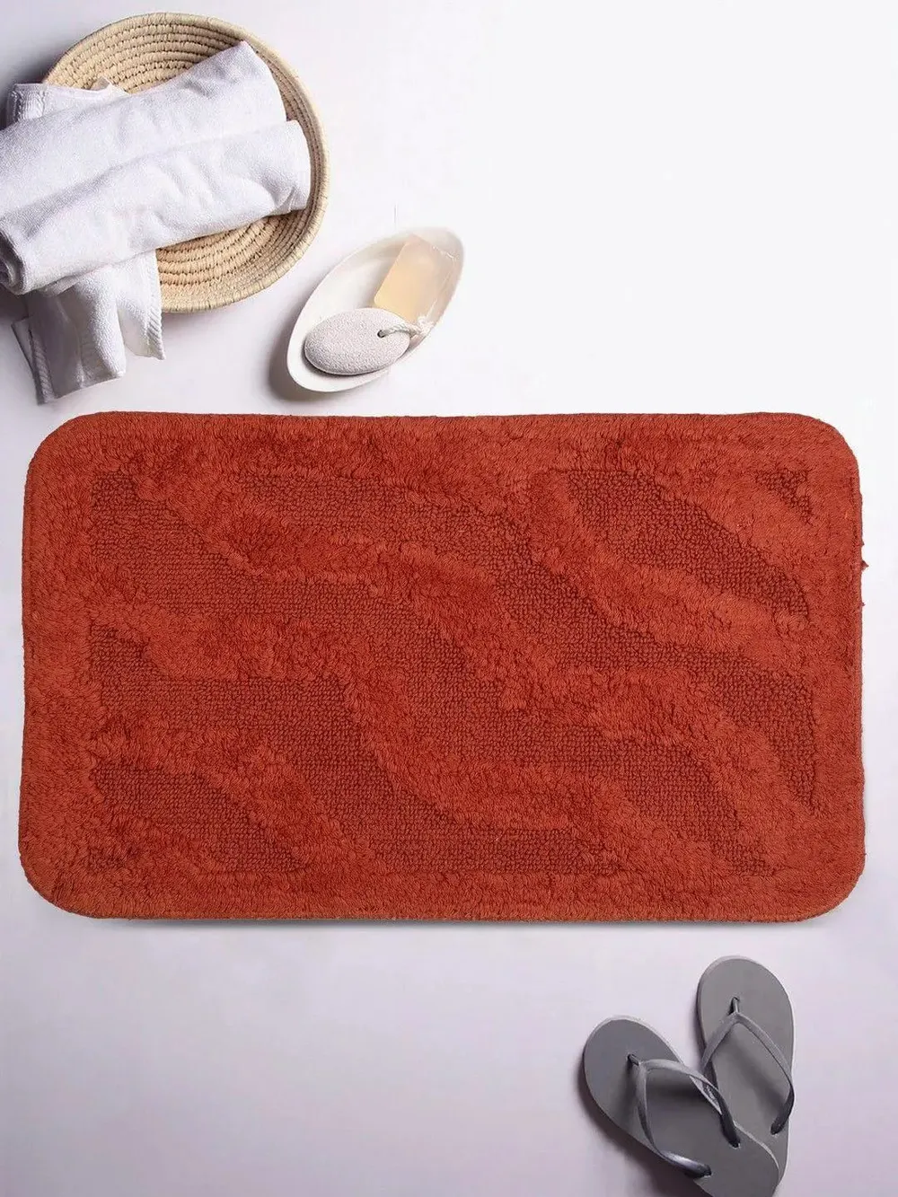 Lushomes Non-Slip Cotton Tobassco Bath Mat