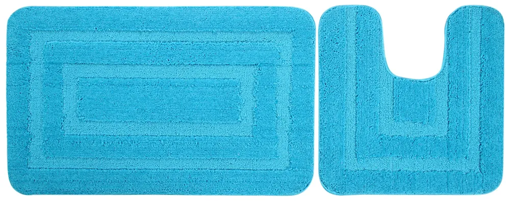 Lushomes Non-Slip Microfiber Turquoise XL Bathroom Mat Set