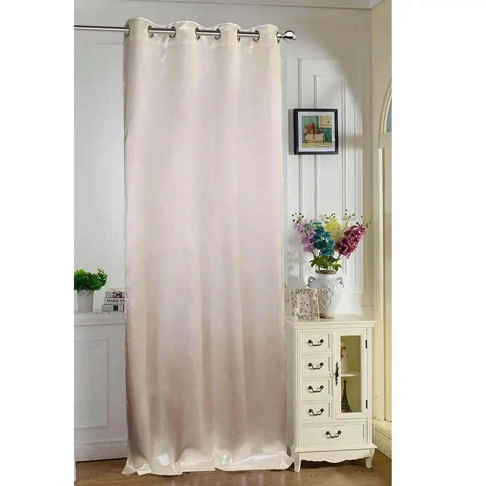 Lushomes Off-White Satin Plain Long Door Curtain with 8 Metal Eyelets (Pack of 1)
