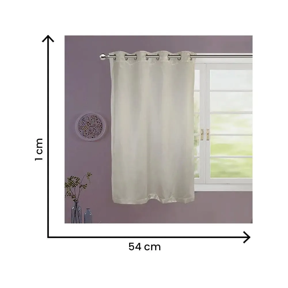 Lushomes Off-White Satin Window Curtain with Metal Eyelets