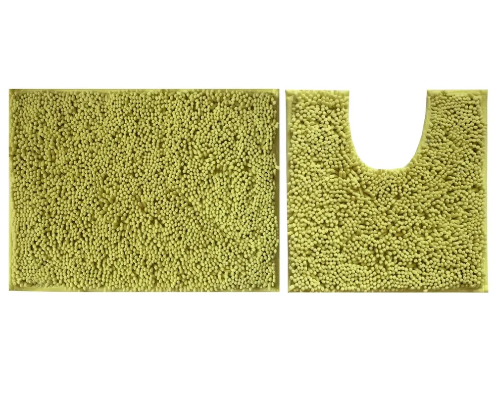 Lushomes Olive Green Slip Resistant Bathmat Set