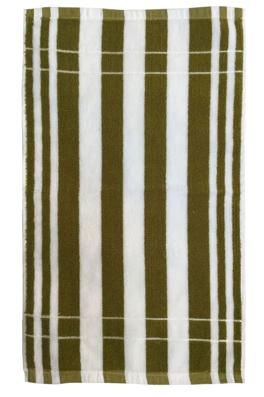 Lushomes Olive Green Striped Hand Towel Set (Pack of 6)
