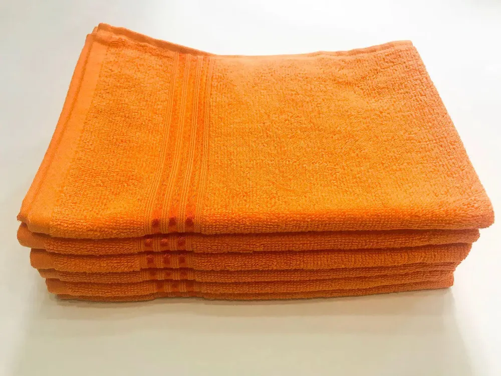 Lushomes Orange Cotton Super-Soft Hand Towel Set (Pack of 6)