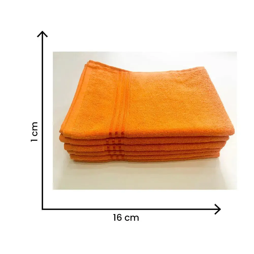 Lushomes Orange Cotton Super-Soft Hand Towel Set (Pack of 6)