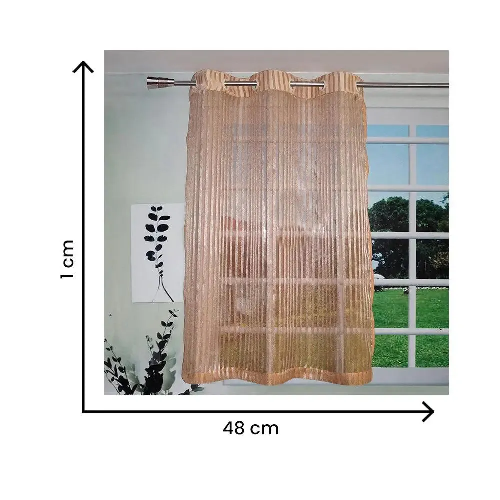 Lushomes Orange Sheer Curtain with Stripes for Windows