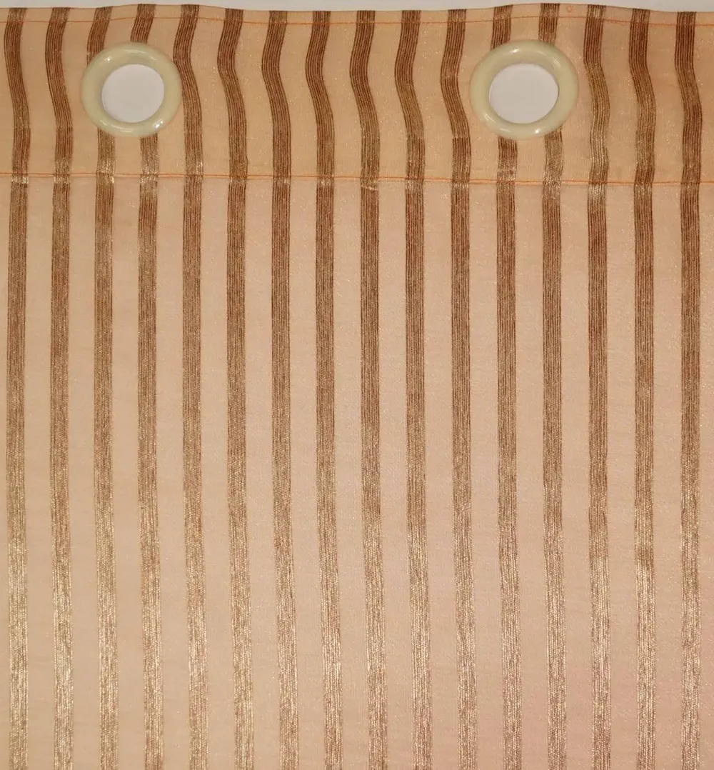 Lushomes Orange Sheer Curtain with Stripes for Windows