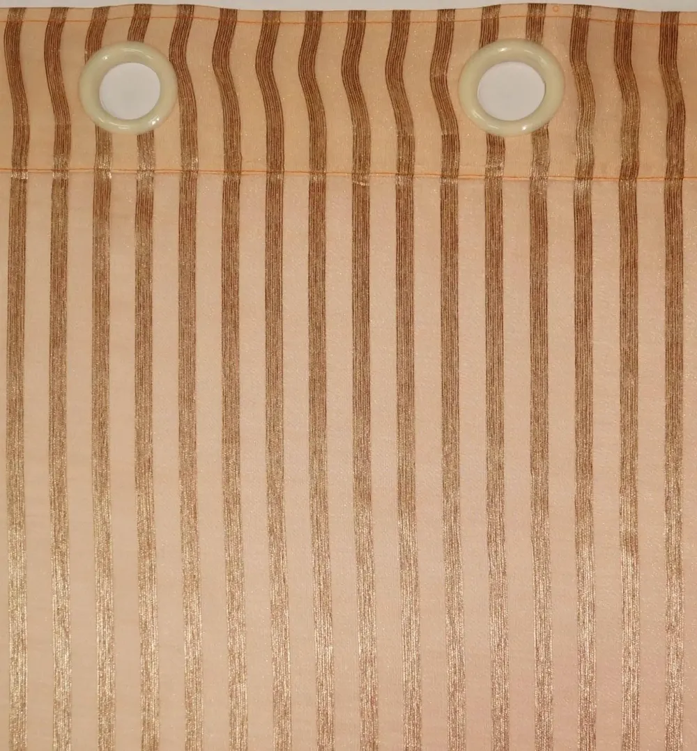 Lushomes Orange Sheer Curtains with Stripes for Long Doors (48 x 108 inches, Single pc)