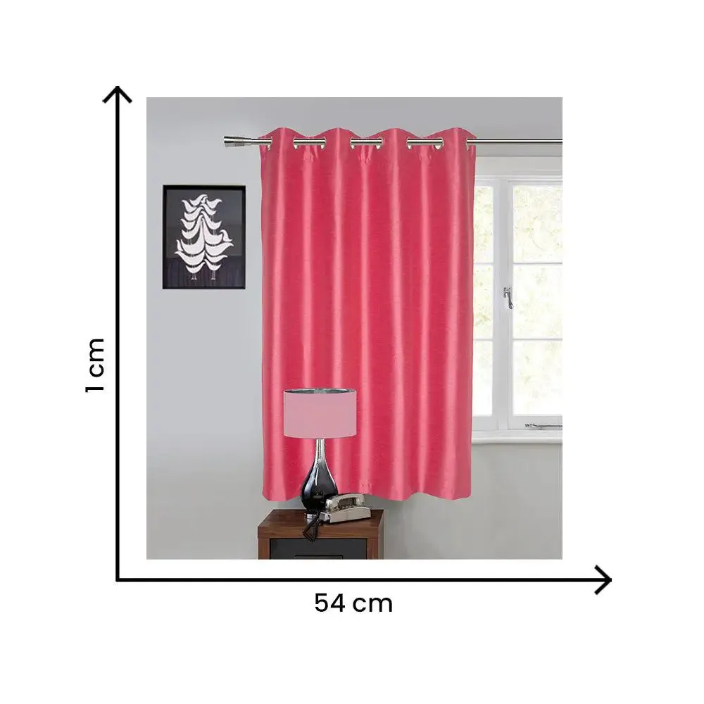Lushomes Pink Art Silk Window Curtain with Polyester Lining