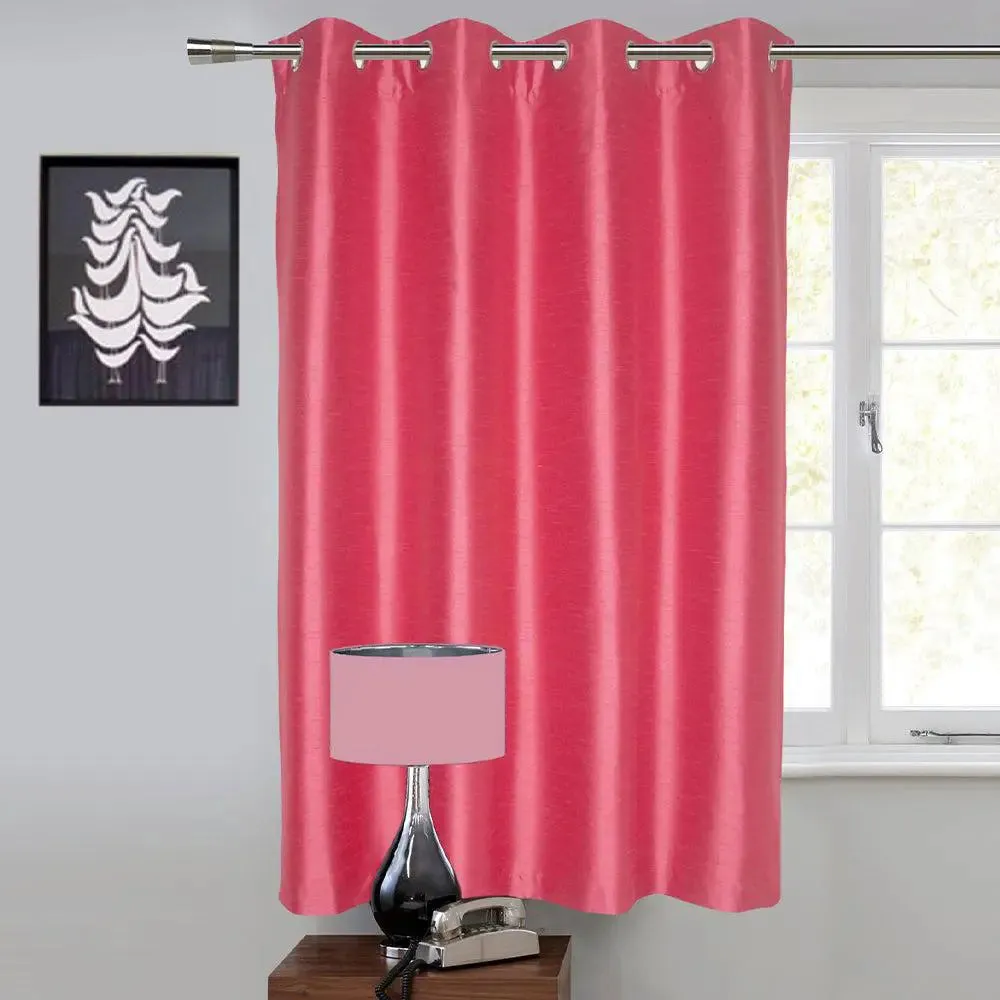 Lushomes Pink Art Silk Window Curtain with Polyester Lining