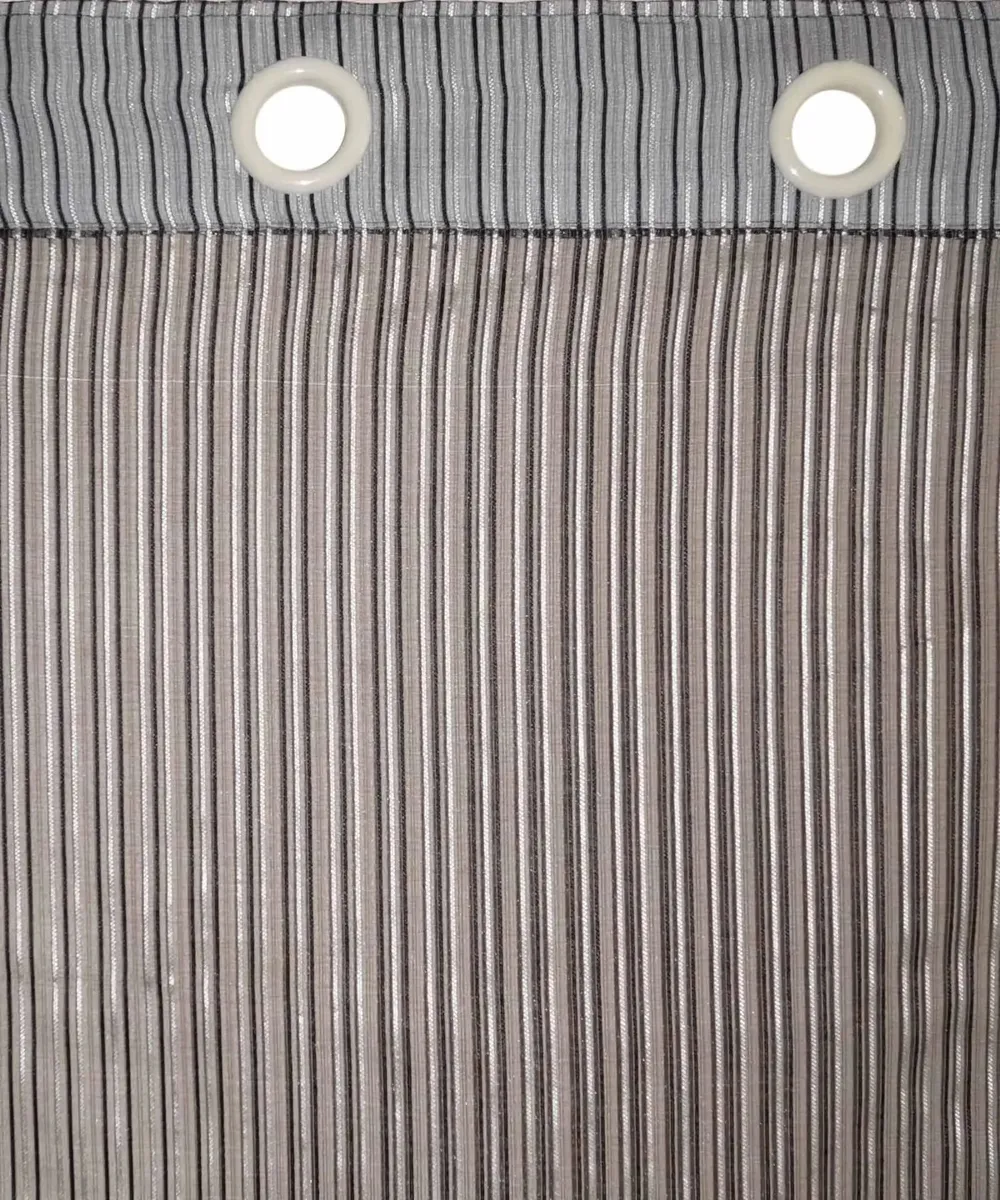 Lushomes Polyester Black Sheer Window Curtain with Stripes