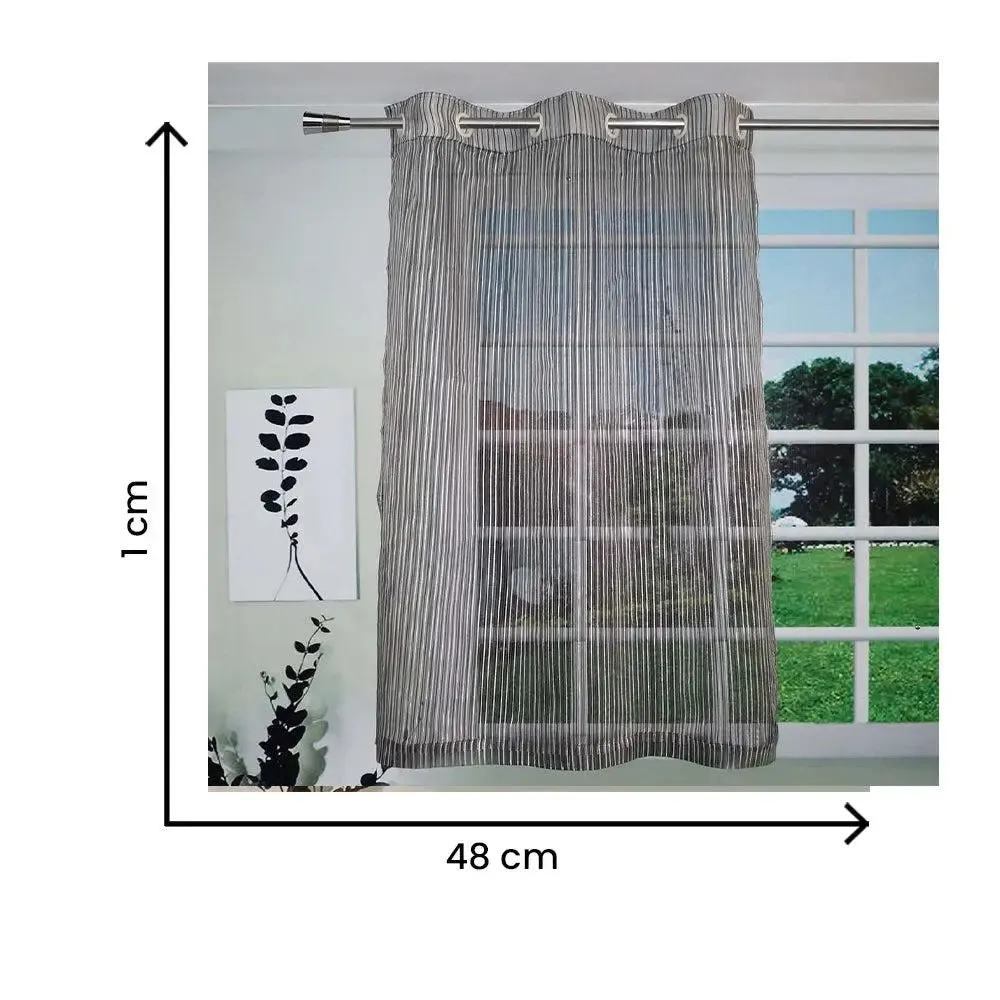 Lushomes Polyester Black Sheer Window Curtain with Stripes