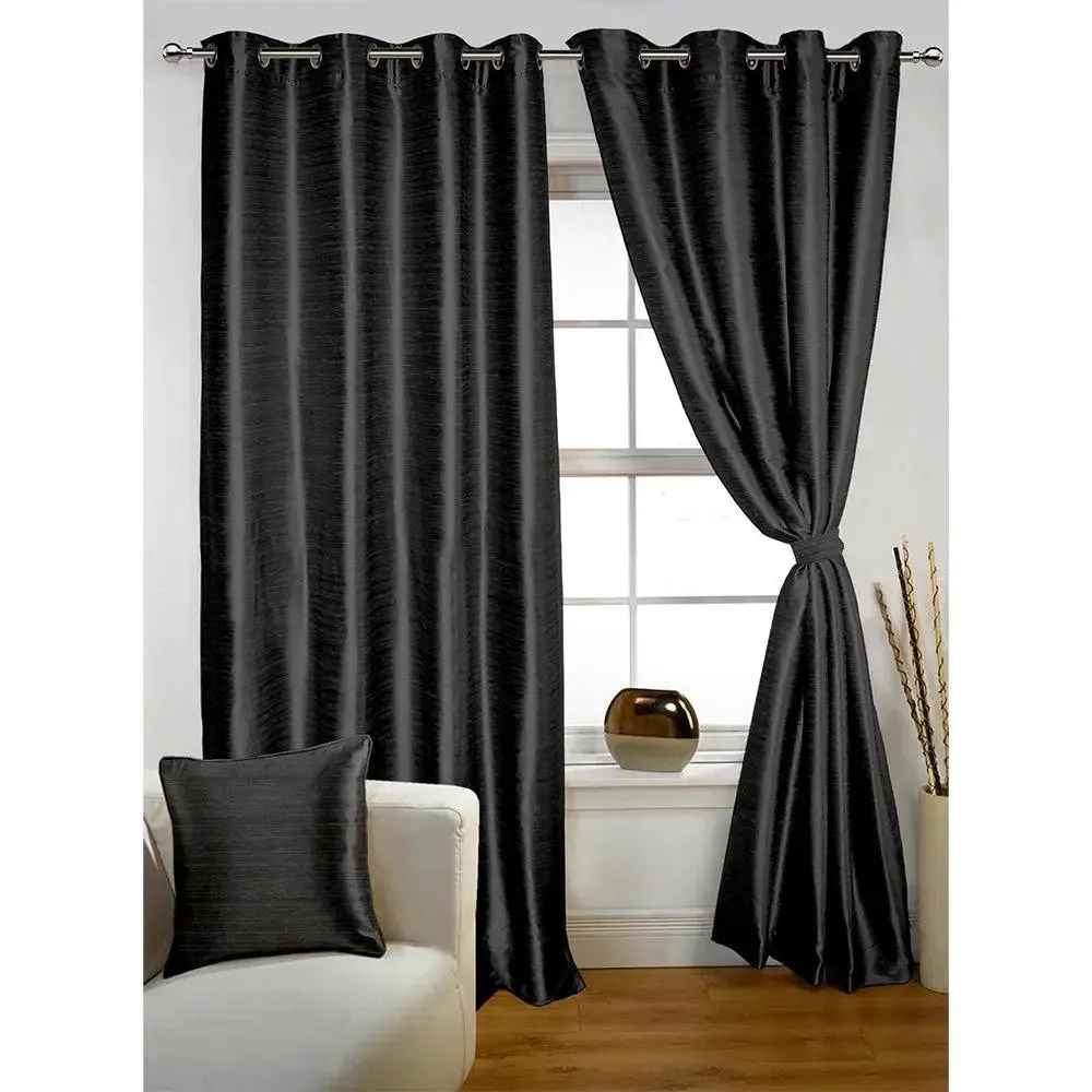 Lushomes Polyester Black Twinkle Star Curtain with Blackour Matching Lining for Long Door(54 X 108 inches, Pack of 1)