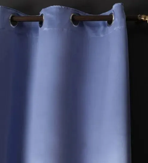 Lushomes Polyester Blue Blackout Curtain with 8 Metal Eyelets for Long Door (Pack of 1)