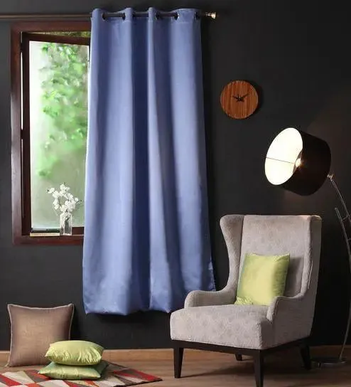 Lushomes Polyester Blue Blackout Curtain with 8 Metal Eyelets for Long Door (Pack of 1)