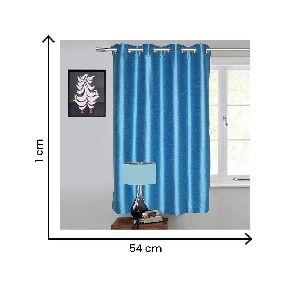 Lushomes Polyester Blue Window Curtain with Lining