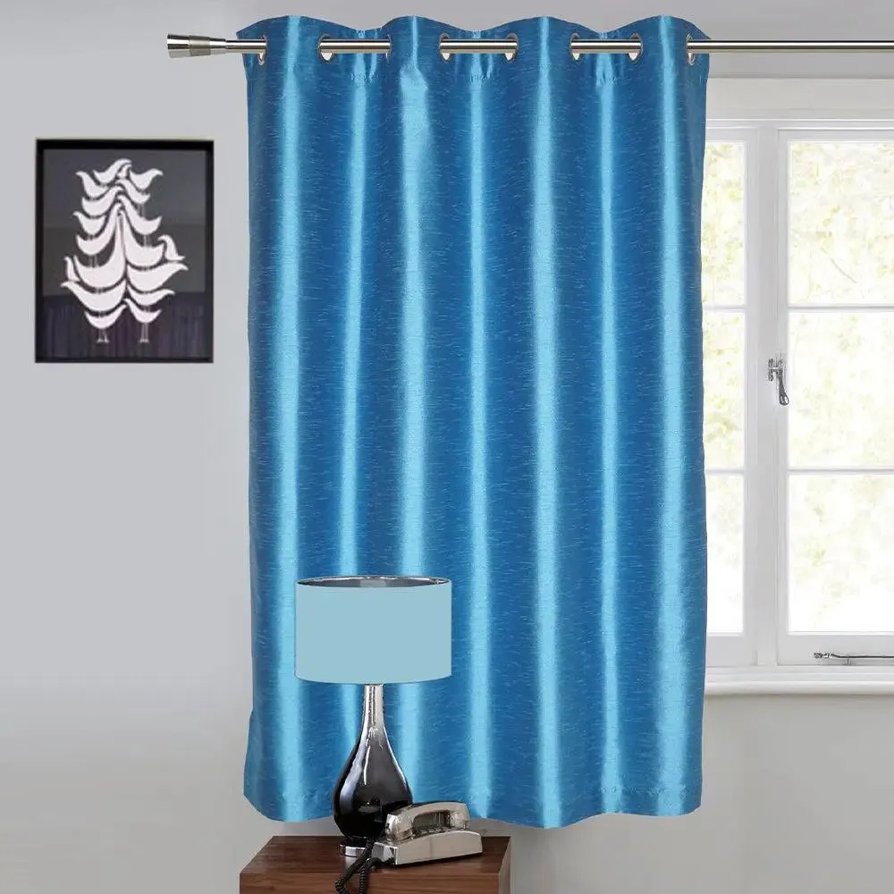 Lushomes Polyester Blue Window Curtain with Lining