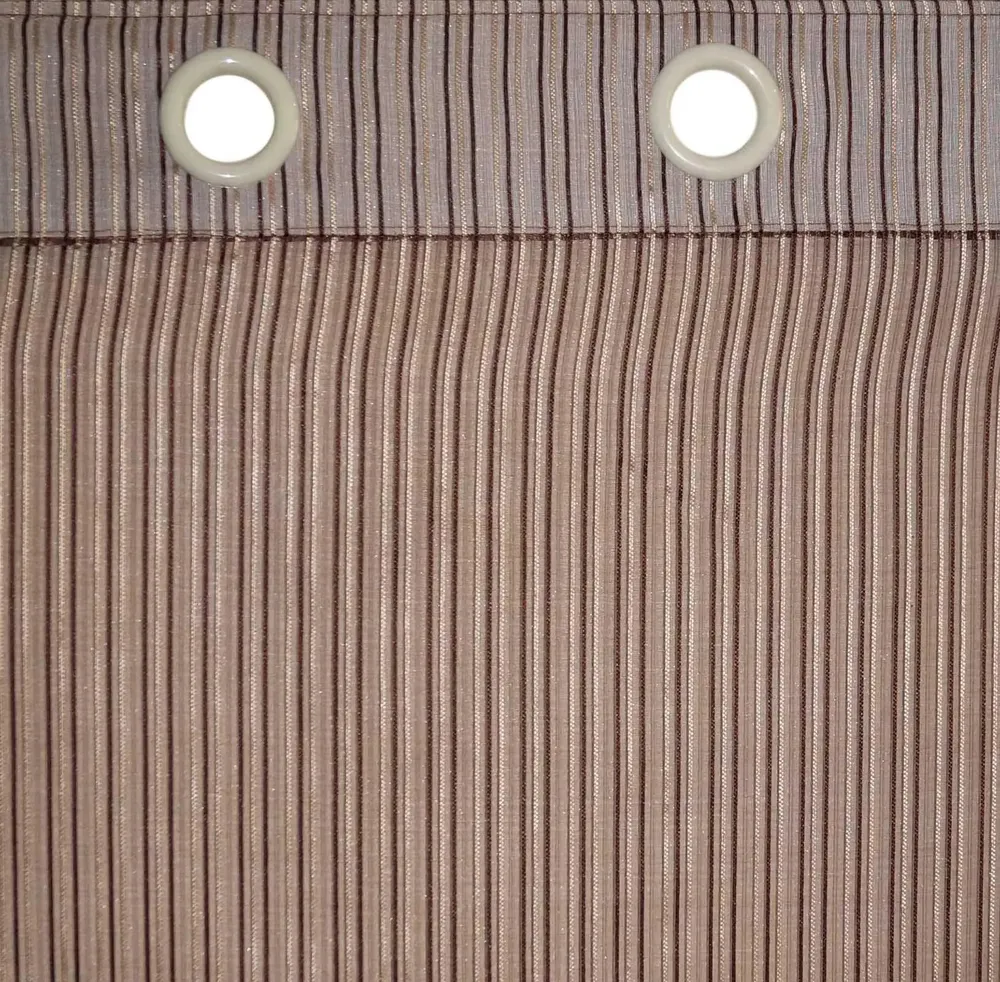 Lushomes Polyester Brown Sheer Curtain with Stripes for Windows