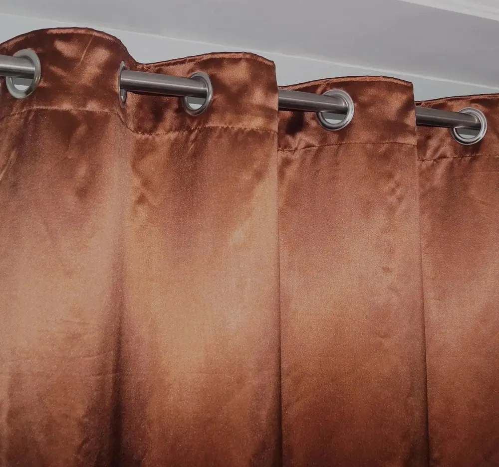 Lushomes Polyester Chocolate Brown Satin Plain Long Door Curtain with 8 Metal Eyelets (54 x 108 inches, Single pc)
