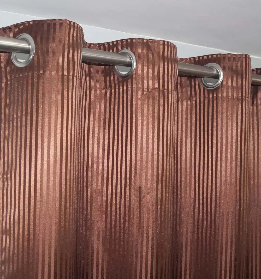 Lushomes Polyester Chocolate Brown Striped Blackout Window Curtain