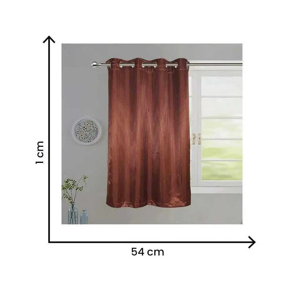 Lushomes Polyester Chocolate Brown Striped Blackout Window Curtain