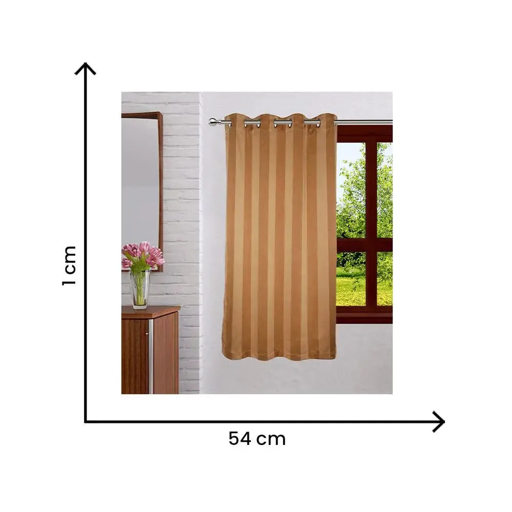 Lushomes Polyester Gold Striped Blackout Window Curtain