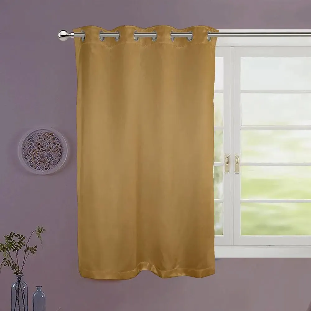 Lushomes Polyester Gold Window Curtain with Metal Eyelets