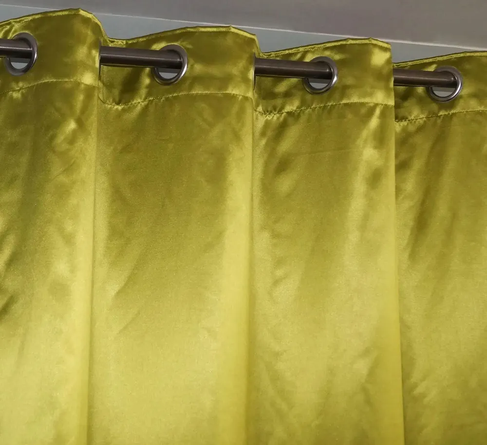 Lushomes Polyester Green Satin Plain Long Door Curtain with 8 Metal Eyelets (54 x 108 inches, Single pc)