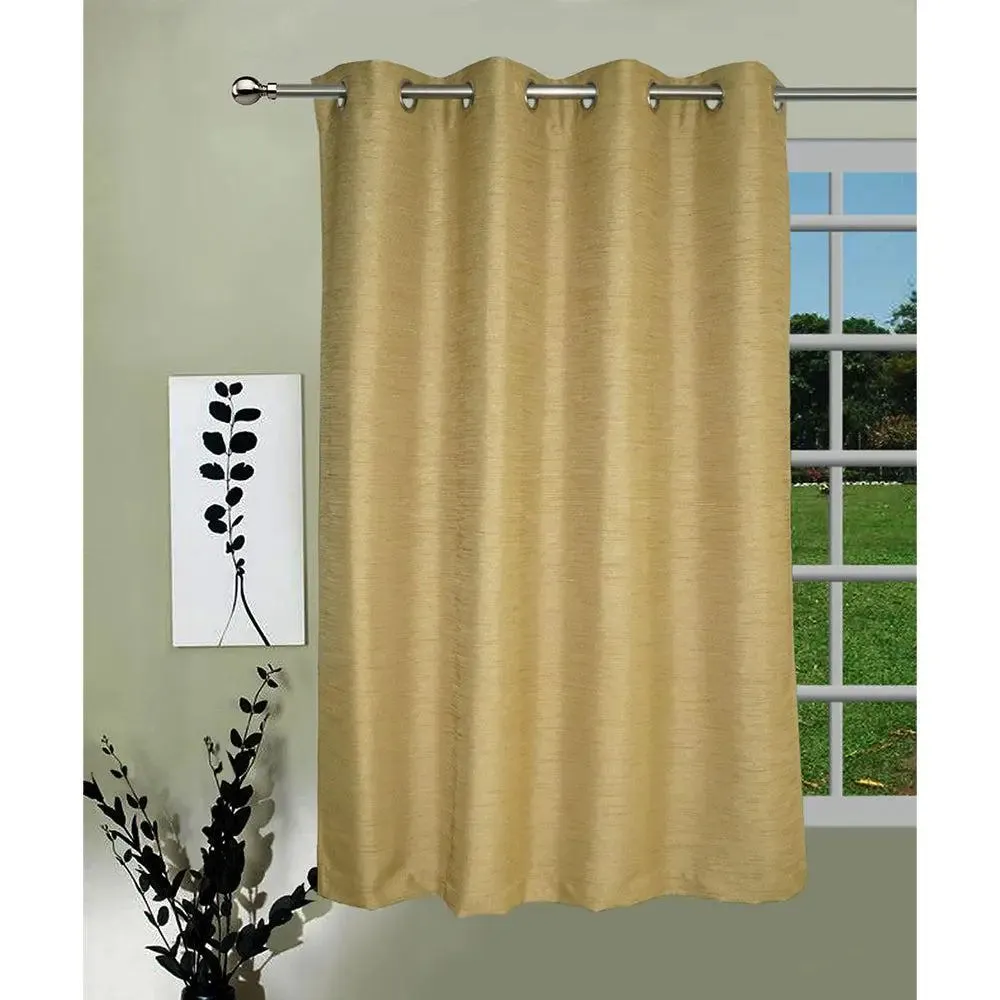 Lushomes Polyester Light Beige Matka Silk Curtain for Windows