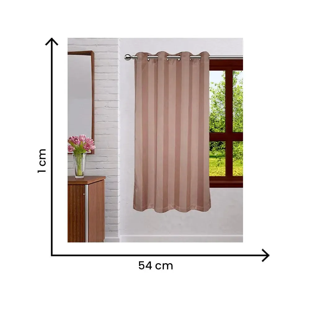 Lushomes Polyester Light Brown Striped Blackout Curtain for Window
