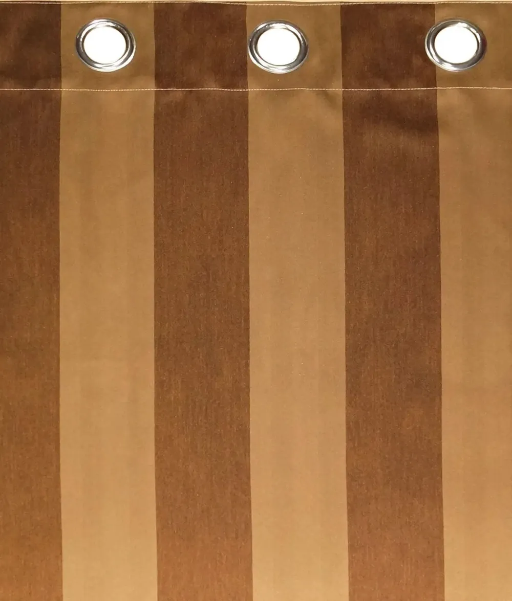 Lushomes Polyester Light Brown Striped Blackout Curtain for Window