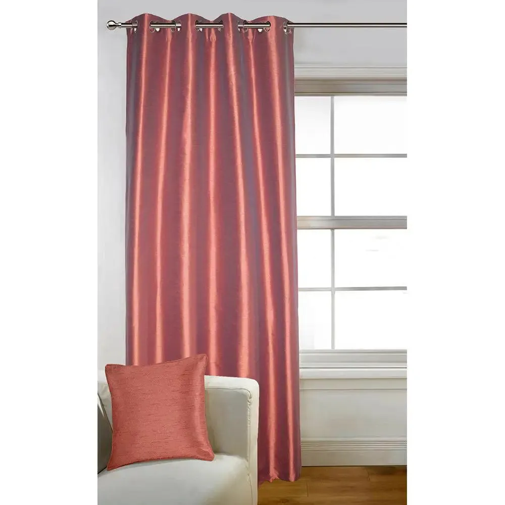 Lushomes Polyester Maroon Art Silk Long Door Curtain with Polyester Lining ( 54 x 108 Inches, Pack of 1)