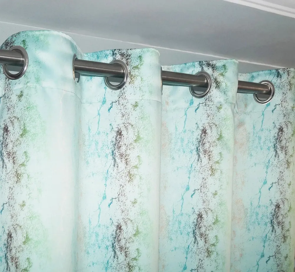 Lushomes Polyester Multicolour 3D Light Blue Blackout Window Curtains