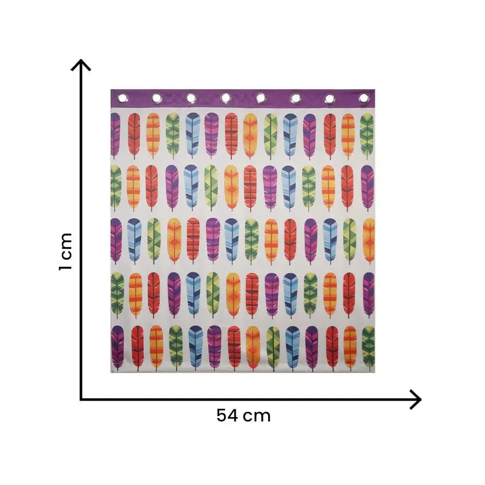 Lushomes Polyester Multicolour 3D Printed Feather Curtain for Windows