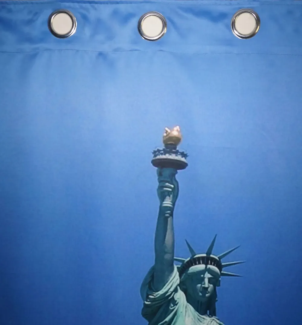 Lushomes Polyester Multicolour 3D Printed Statue of Liberty Curtains