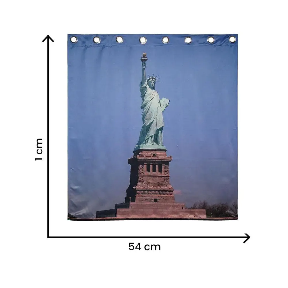 Lushomes Polyester Multicolour 3D Printed Statue of Liberty Curtains