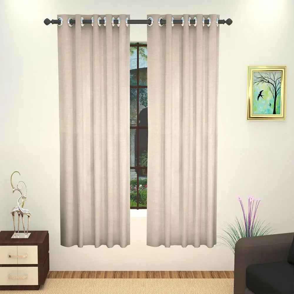 Lushomes Polyester Off-White Window Curtain