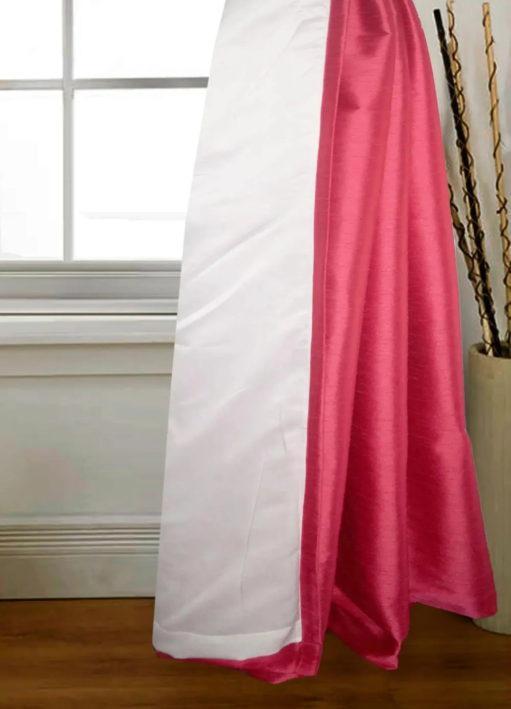 Lushomes Polyester Pink Art Silk Long Door Curtain with Polyester Lining ( 54 x 108 Inches, Pack of 1)